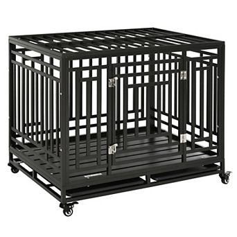 45'' Strong Pet Dog Crate Mobility Cage W/ Playpen Metal & Removeable Tray