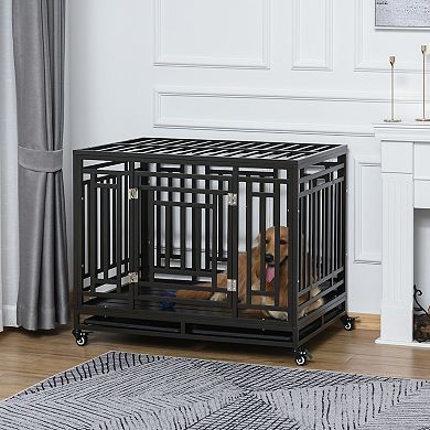 45'' Strong Pet Dog Crate Mobility Cage W/ Playpen Metal & Removeable Tray