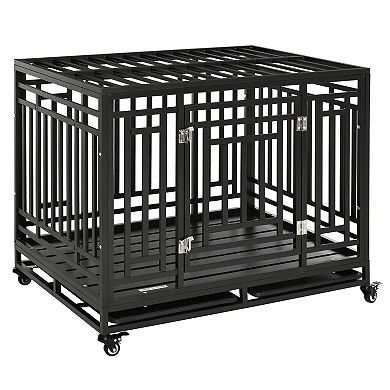 45'' Strong Pet Dog Crate Mobility Cage W/ Playpen Metal & Removeable Tray