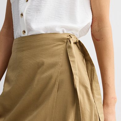 Petite Croft & Barrow® Tie Front Faux Wrap Skirt
