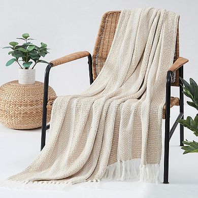 Oceanfront Resort Textured Stripe Throw Blanket