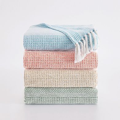 Oceanfront Resort Textured Stripe Throw Blanket