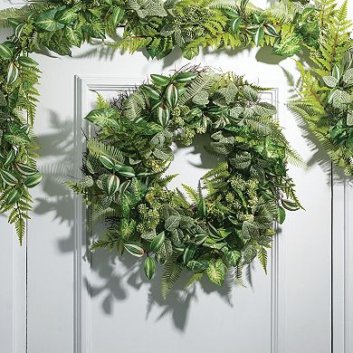 Haven Living Artificial 26" Mixed Foliage Wreath