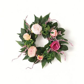 Haven Living Artificial 16.5" Floral Candle Ring Table Decor - Multicolored