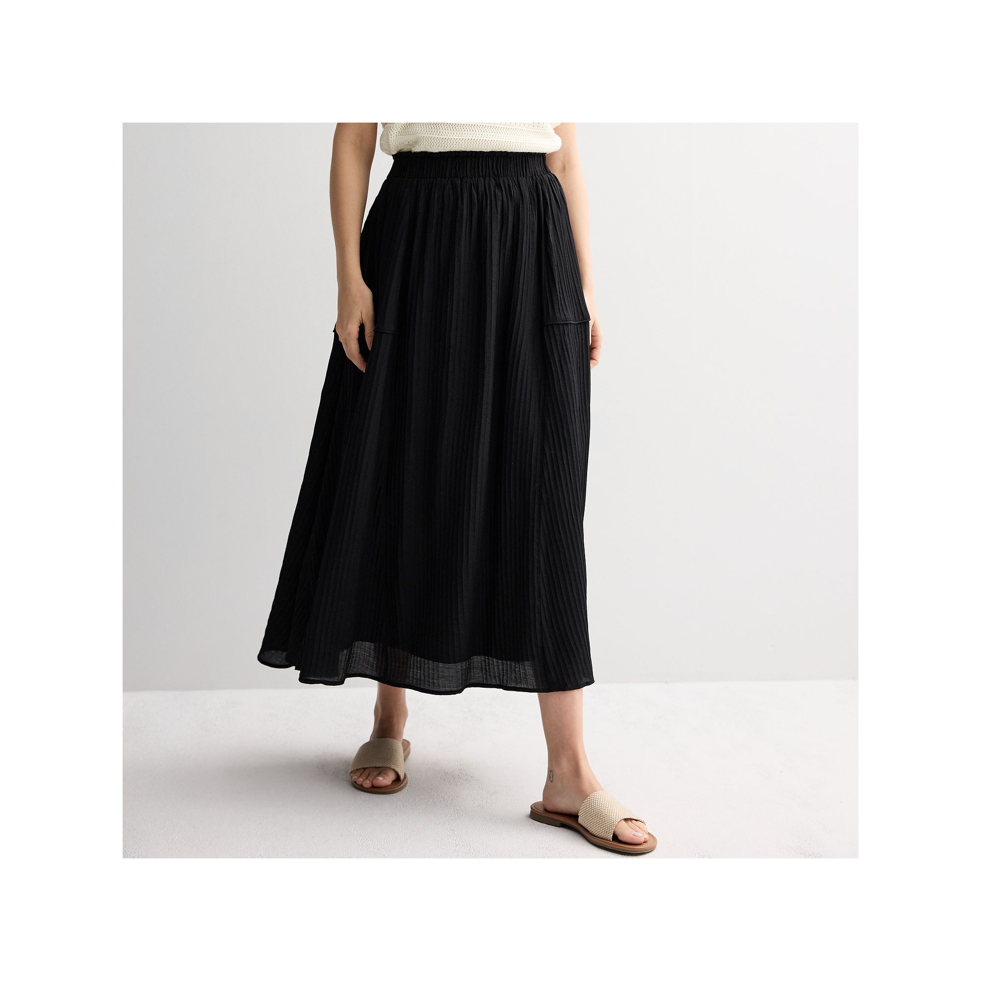 Womens Laurel Grey Crepe Maxi Skirt, Size: Small, Black