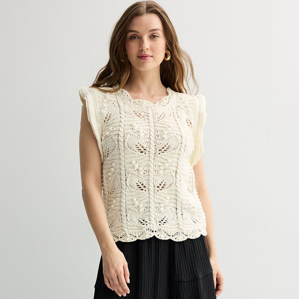 HEATHER GREY SWEATER VEST TOP main image 1