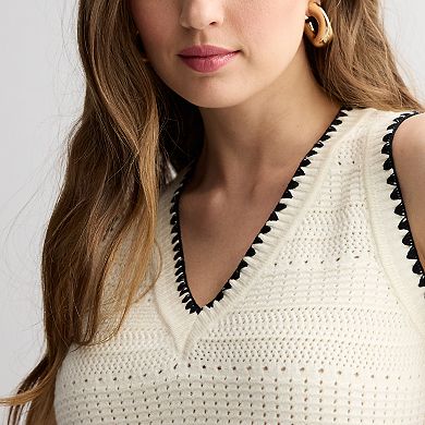 Women's Laurel Grey Tipped Sweater Vest