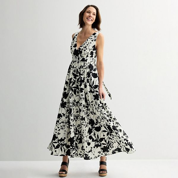 Women's Laurel Grey Floral V-Neck Maxi Dress