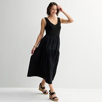 Women's Laurel Grey V-Neck Mixed Media Maxi Dress