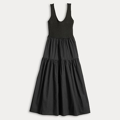 Women's Laurel Grey V-Neck Mixed Media Maxi Dress
