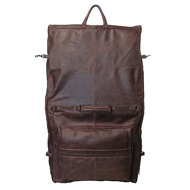 AmeriLeather Terrazo Brown Leather Three-suit Garment Bag