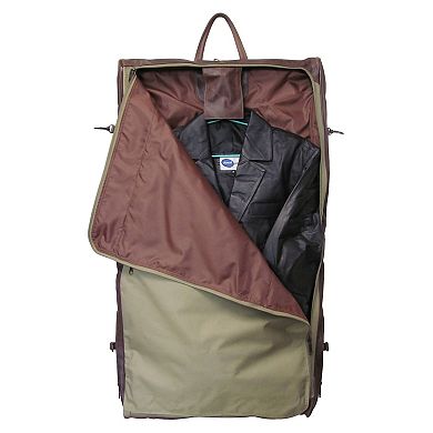 AmeriLeather Terrazo Brown Leather Three-suit Garment Bag