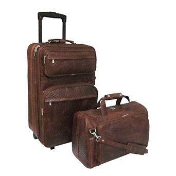 AmeriLeather 2 pc Leather Traveler Luggage Set