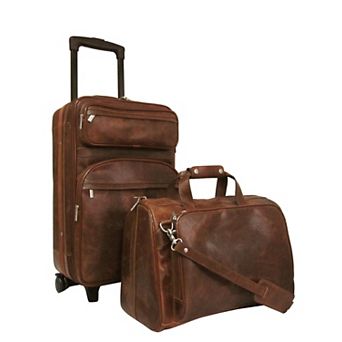 AmeriLeather 2 pc Leather Traveler Luggage Set