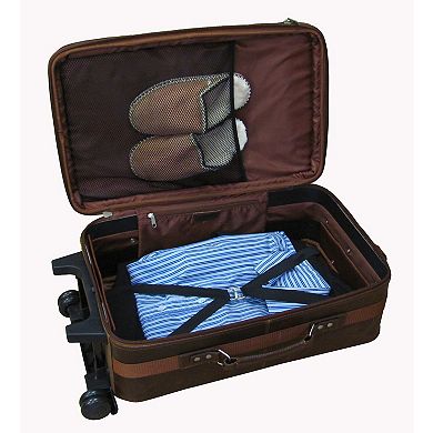 AmeriLeather 28-Inch Expandable Upright Suitcase - Genuine Leather with In-Line Skate Wheels