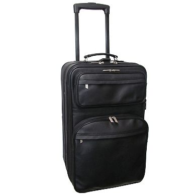 AmeriLeather 28-Inch Expandable Upright Suitcase - Genuine Leather with In-Line Skate Wheels