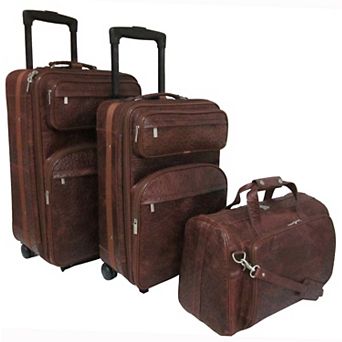 AmeriLeather 28-Inch Expandable Upright Suitcase Set - Genuine Leather with In-Line Skate Wheels
