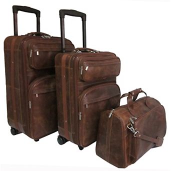 AmeriLeather 28-Inch Expandable Upright Suitcase Set - Genuine Leather with In-Line Skate Wheels