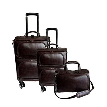 AmeriLeather 3 pc Chestnut Leather Traveler Luggage Set