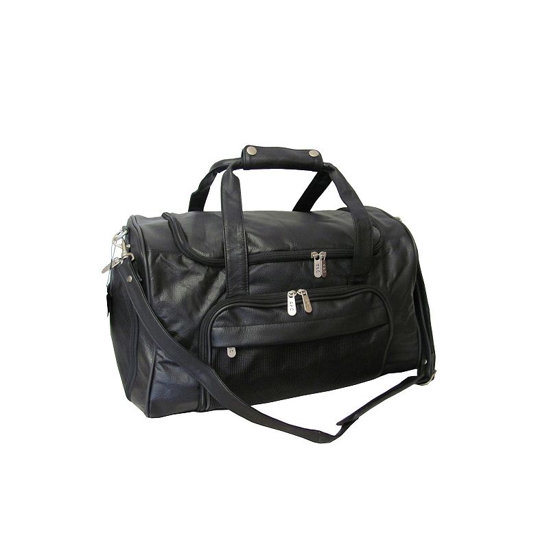 AmeriLeather Leather Duffel Sports Bag, Black
