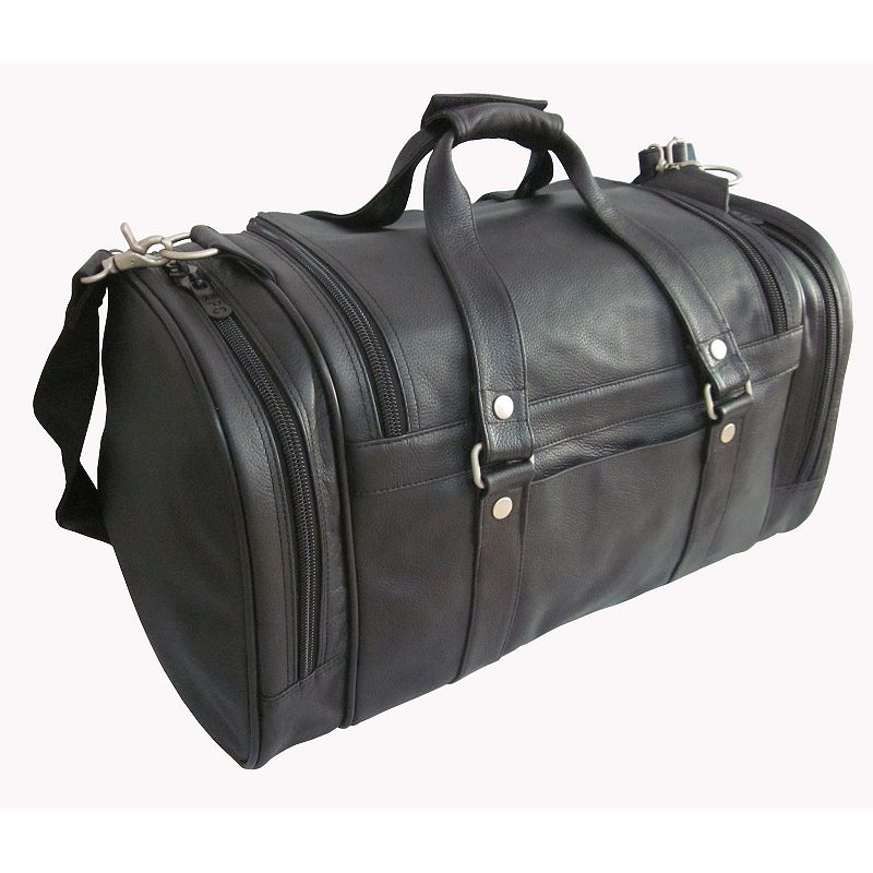 AmeriLeather Black Jumbo Leather Duffel Bag, Size: 22 CARRYON