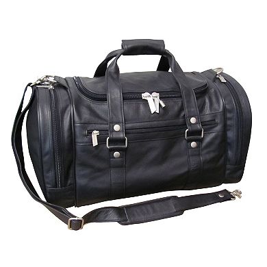 AmeriLeather Black Jumbo Leather Duffel Bag
