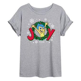 Disney / Pixar's Inside Out 2 Joy Juniors' Wreath Oversized Tee