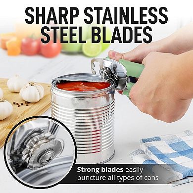 Zulay Kitchen Heavy Duty Stainless Steel Can Opener Manual With Large Bottle Opener