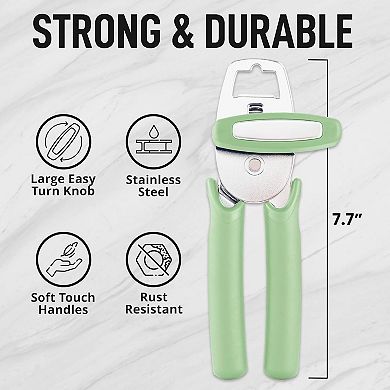 Zulay Kitchen Heavy Duty Stainless Steel Can Opener Manual With Large Bottle Opener