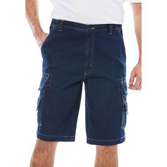 Boulder Creek by KingSize Men's Big & Tall 12 Side Elastic Denim Cargo Shorts