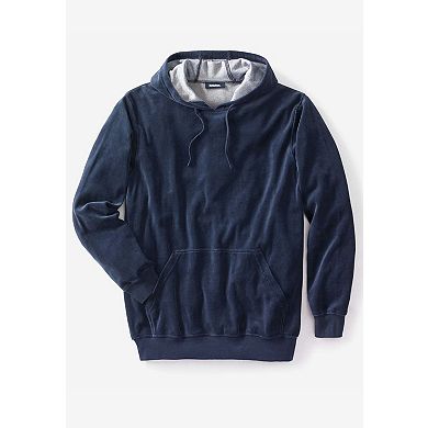 KingSize Men's Big & Tall Velour Long-Sleeve Pullover Hoodie
