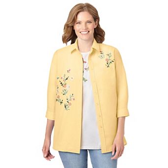 Woman Within Plus Size 2 pc Embroidered Poplin Tunic And Tee Set