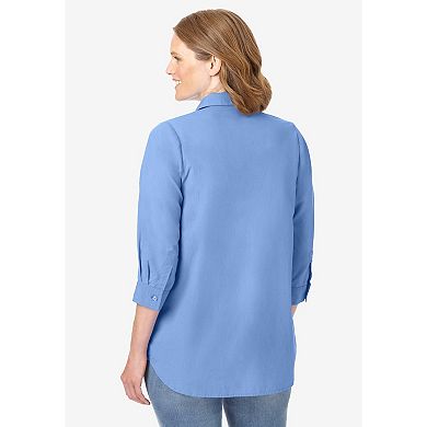 Woman Within Plus Size 2-Piece Embroidered Poplin Tunic And Tee Set