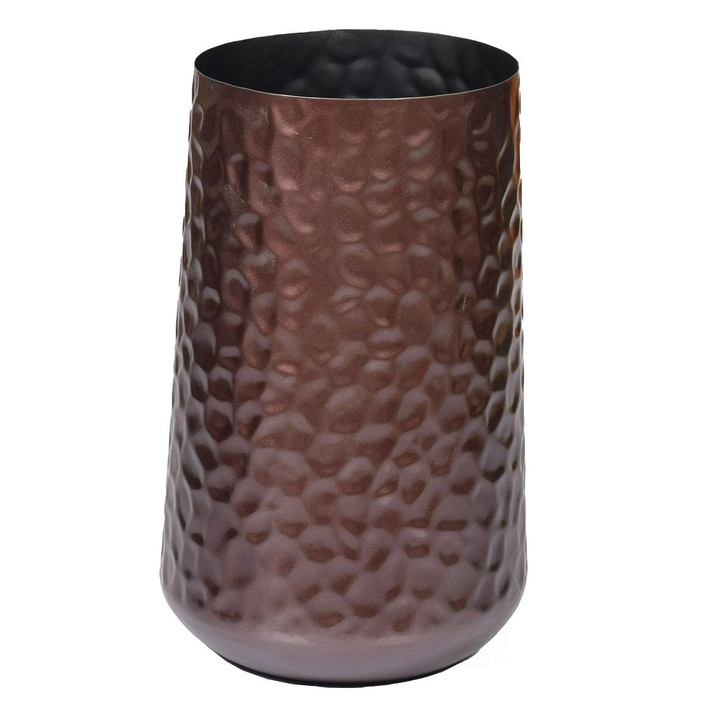 Rustic Iron Flower Plant Centerpiece Hammered Vase - Large