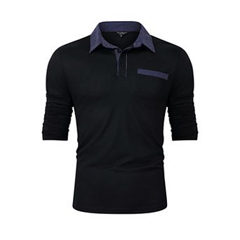 Men's Polo Shirts Long Sleeve Golf Shirts Business Casual Button Collar Shirts