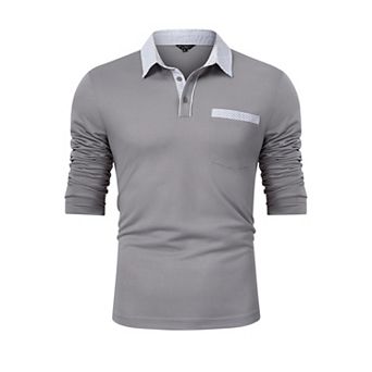 Men's Polo Shirts Long Sleeve Golf Shirts Business Casual Button Collar Shirts
