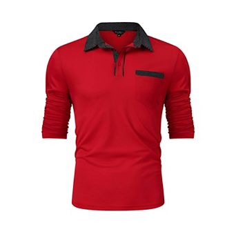 Men's Polo Shirts Long Sleeve Golf Shirts Business Casual Button Collar Shirts