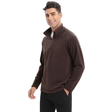 Men's Fleece Pullover Sweater Long Sleeve Quarter-zip Casual Sweatshirt