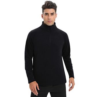 Men's Fleece Pullover Sweater Long Sleeve Quarter-zip Casual Sweatshirt