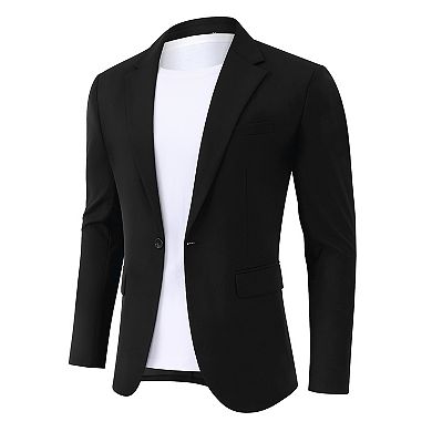 Men's Casual Blazer Jacket One Button Sport Coat Lightweight Slim Fit Suit
