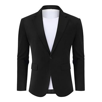 Men's Casual Blazer Jacket One Button Sport Coat Lightweight Slim Fit Suit