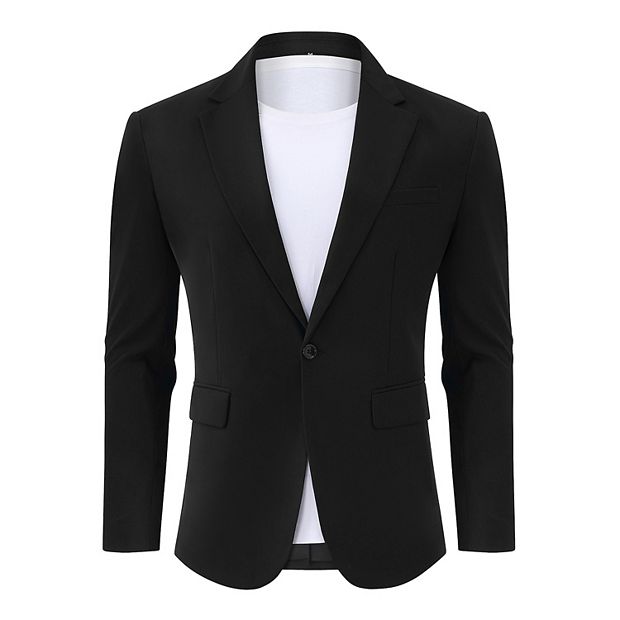 Men's Casual Blazer Jacket One Button Sport Coat Lightweight