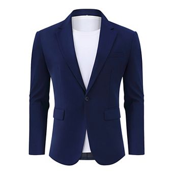 Men's Casual Blazer Jacket One Button Sport Coat Lightweight Slim Fit Suit