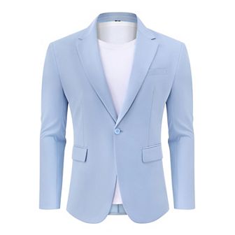 Men's Casual Blazer Jacket One Button Sport Coat Lightweight Slim Fit Suit