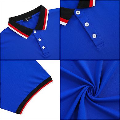 Men's Short Sleeve Polo Shirts Regular Fit Collared T-shirt Casual Workout Golf Shirts