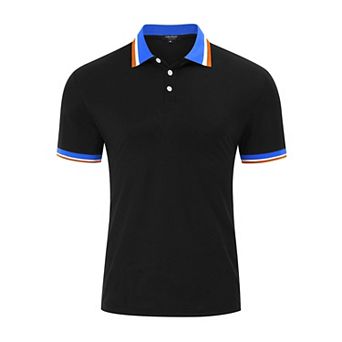 Men's Short Sleeve Polo Shirts Regular Fit Collared T-shirt Casual Workout Golf Shirts