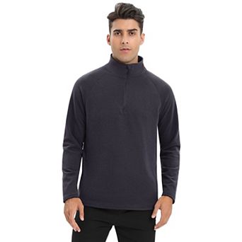 Men's Fleece Pullover Sweater Long Sleeve Quarter-zip Casual Sweatshirt
