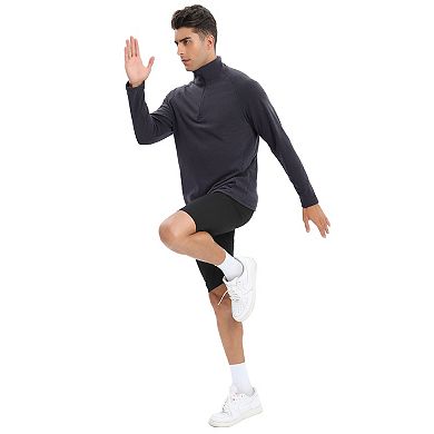 Men's Fleece Pullover Sweater Long Sleeve Quarter-zip Casual Sweatshirt