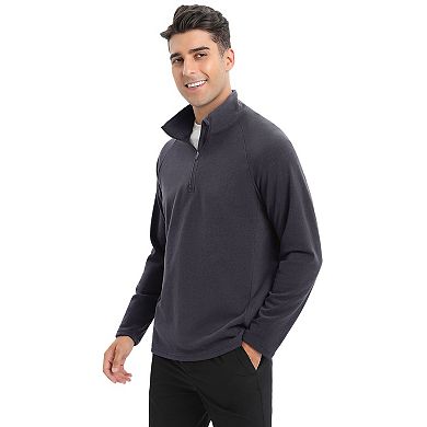 Men's Fleece Pullover Sweater Long Sleeve Quarter-zip Casual Sweatshirt