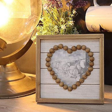 Parisloft Wood Bead Accent Loved Themed Tabletop Picture Frame 5x5 in Photo